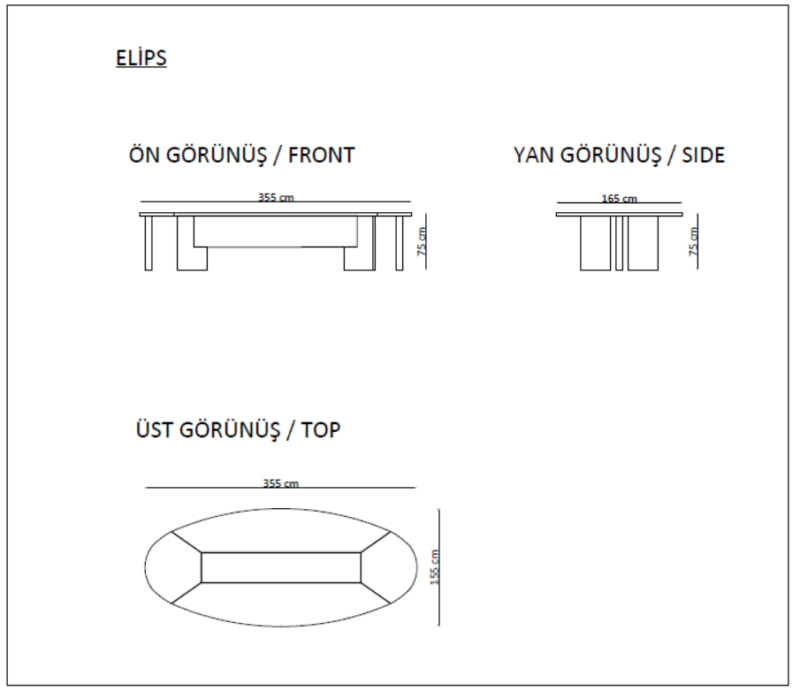 Elips Toplantı Masası - Görsel 6