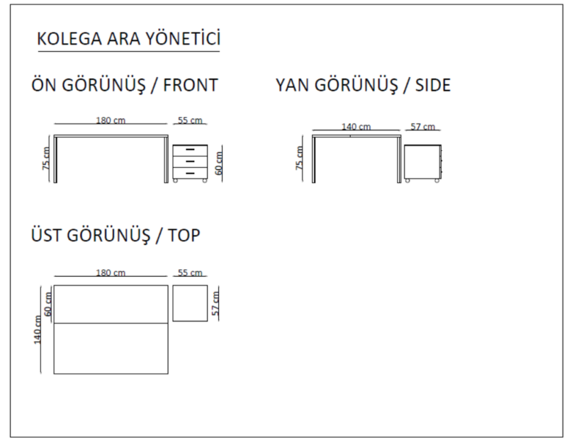 Kolega Ara Yönetici Masası - Görsel 5